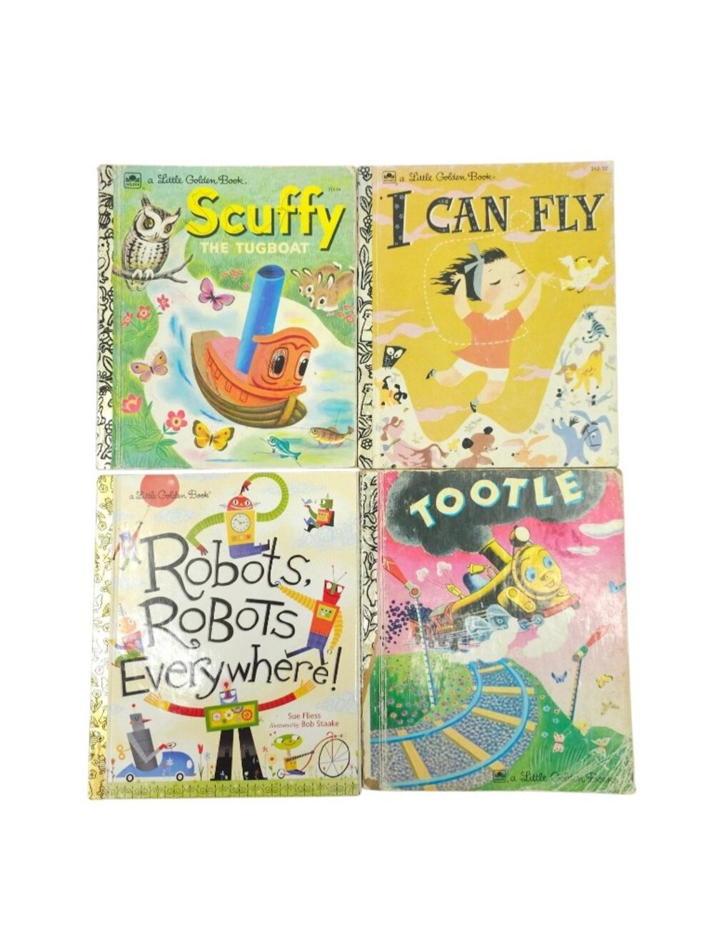 Little Golden Books Lot Scuffy The Tugboat Tootle Robots Everywhere I Can Fly
